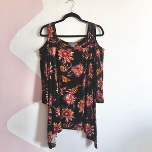 Catherines Plus Sz 2X Stretch‎ Multicolored Asymmetrical Tunic Topc Top